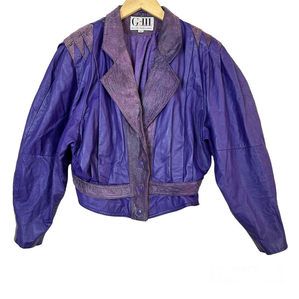Vintage G-III Purple Rain Genuine Leather Jacket 80s Women’s‎ Sz Medium